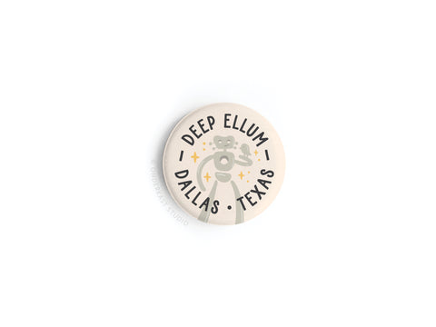 Deep Ellum Travelling Man Button Magnet