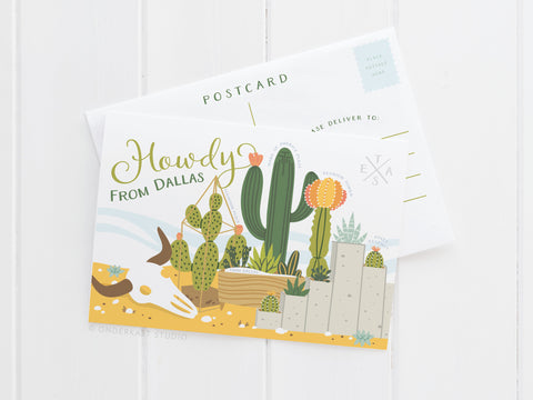 Dallas Succulent Skyline Postcard