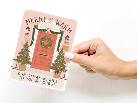 Merry & Warm Christmas Wishes Door Greeting Card