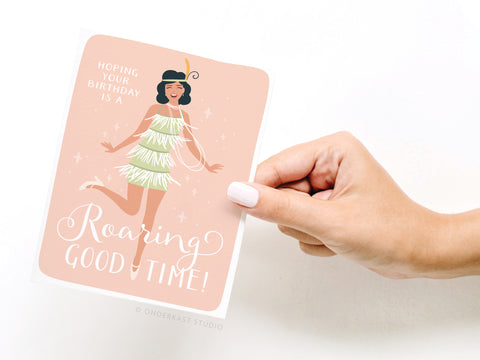 Roaring Good Time Flapper Greeting Card