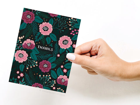 Thanks Floral Greeting Card