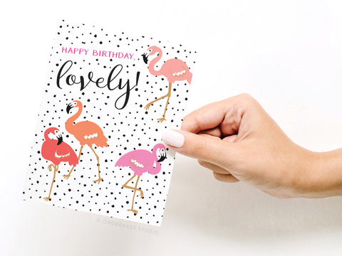 Happy Birthday, Lovely! Flamingos Greeting Card