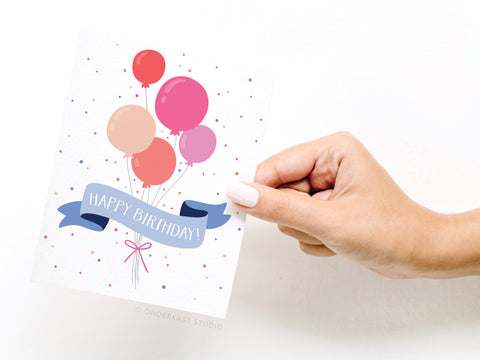Happy Birthday Party Balloons Greeting Card