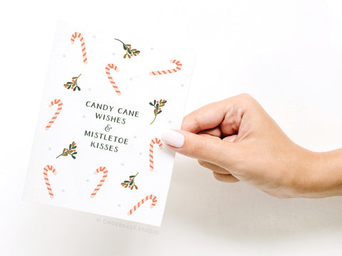 Candy Cane Wishes & Mistletoe Kisses Greeting Card