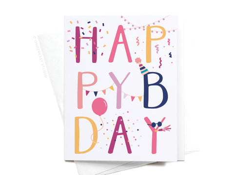 Happy Birthday Party Decorations Greeting Card
