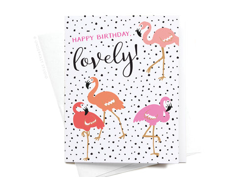 Happy Birthday, Lovely! Flamingos Greeting Card