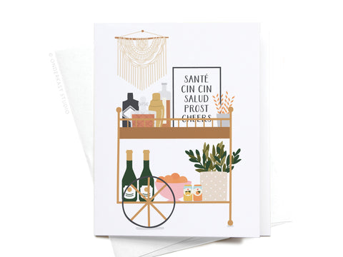 Liquor Bar Cart Greeting Card