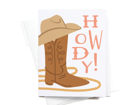 Howdy! Cowgirl Boot Greeting Card