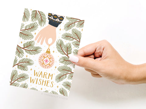 Warm Wishes Christmas Tree Ornament Greeting Card