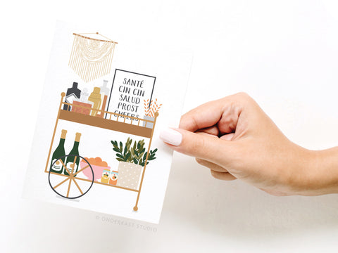 Liquor Bar Cart Greeting Card