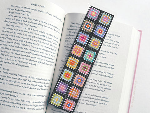 Granny Squares Crochet Blanket Laminated Bookmark