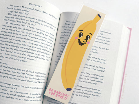 Go Bananas For Books Laminated Bookmark - Onderkast Studio