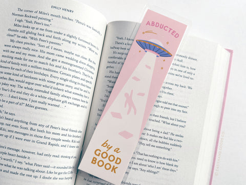Abducted By A Good Book Laminated Bookmark - Onderkast Studio