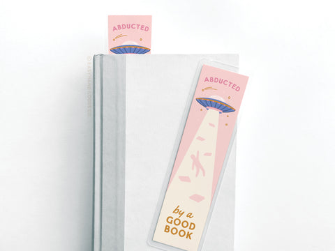 Abducted By A Good Book Laminated Bookmark - Onderkast Studio