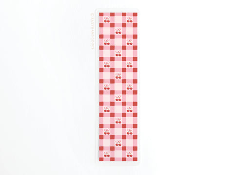Cherry Gingham Laminated Bookmark