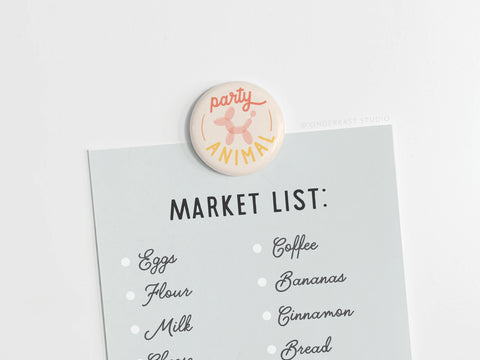 Party Animal Button Magnet