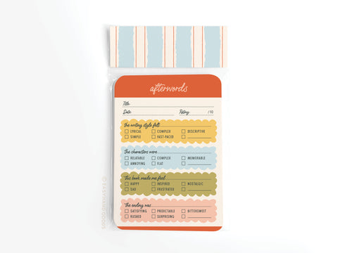 Afterwords Book Review Card Set