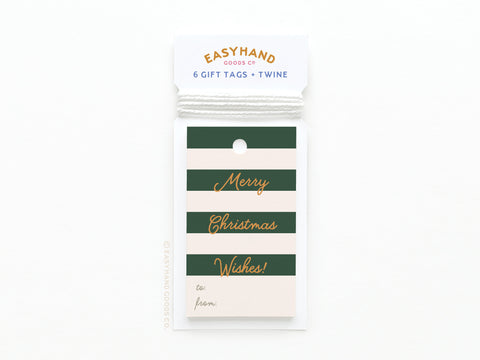 Merry Christmas Wishes Stripe Gift Tags