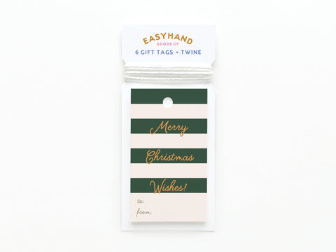 Merry Christmas Wishes Stripe Gift Tag