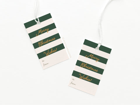 Merry Christmas Wishes Stripe Gift Tag