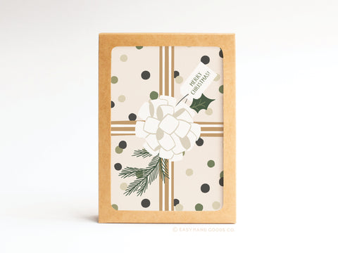 Merry Christmas Gift Wrapping Folded Greeting Note Set