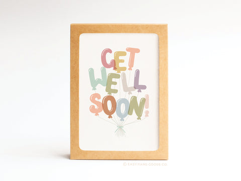 Get Well Soon Balloons Folded Greeting Note Set