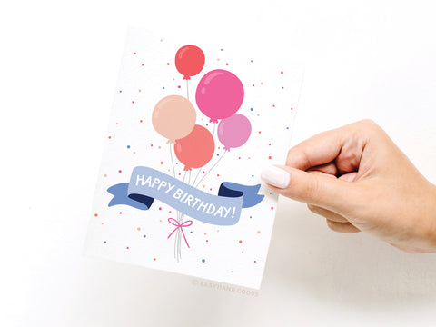 Happy Birthday Party Balloons Greeting Card