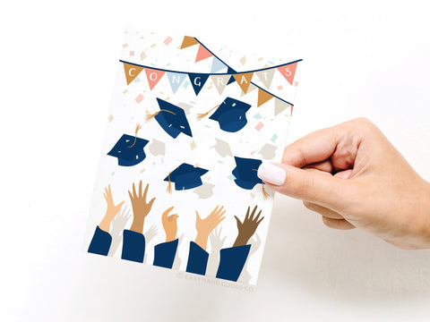 Congrats Graduation Caps Greeting Card - Onderkast Studio