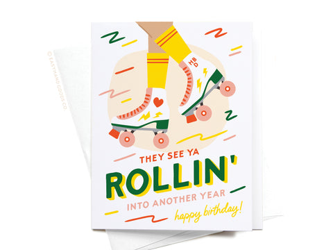 They See Ya Rollin' Roller Blades Greeting Card - Onderkast Studio