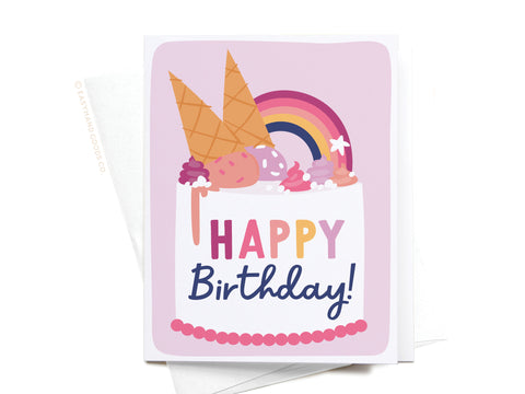 Happy Birthday Ice Cream Cake Greeting Card - Onderkast Studio