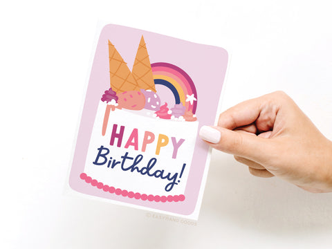 Happy Birthday Ice Cream Cake Greeting Card