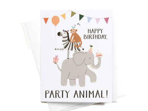 Happy Birthday Party Animal Greeting Card - Onderkast Studio
