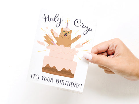 Holy Crap It’s Your Birthday Cat Greeting Card - Onderkast Studio