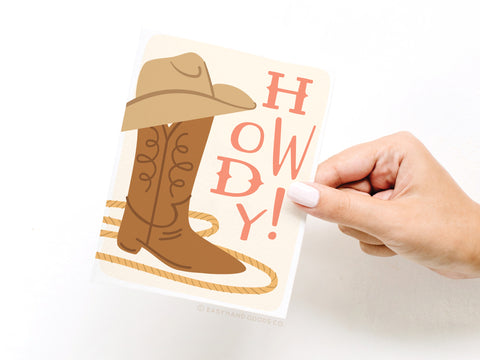 Howdy Cowgirl Boot Greeting Card