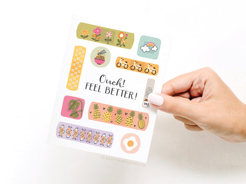Ouch Feel Better Bandages Greeting Card - Onderkast Studio