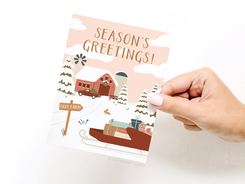 Season's Greeting Tree Farm Greeting Card