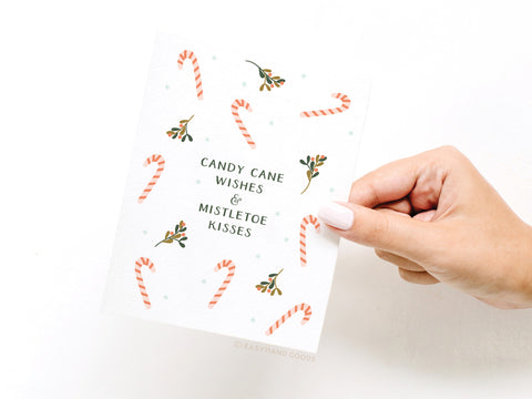 Candy Cane Wishes & Mistletoe Kisses Greeting Card