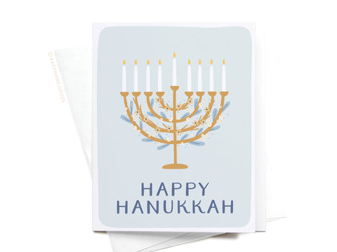 Happy Hanukkah Floral Menorah Greeting Card