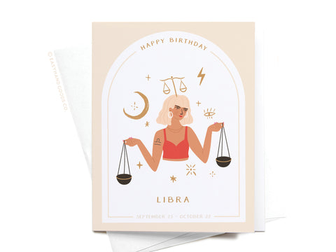Happy Birthday Libra Zodiac Greeting Card