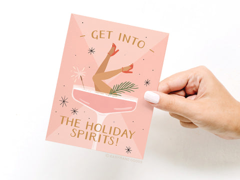 Get Into the Holiday Spirits Cocktail Greeting Card
