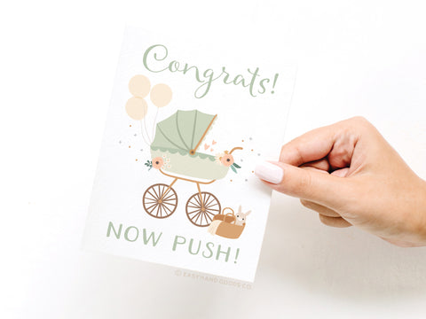 Now Push Baby Stroller Greeting Card