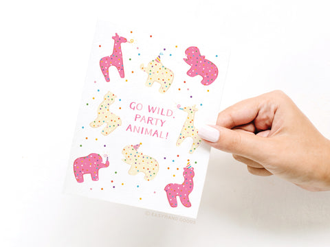 Go Wild Party Animal Frosted Cookies Greeting Card