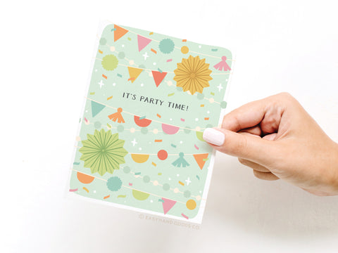 It’s Party Time Banner Decor Greeting Card