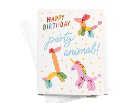 Happy Birthday Party Animal Balloons Greeting Card