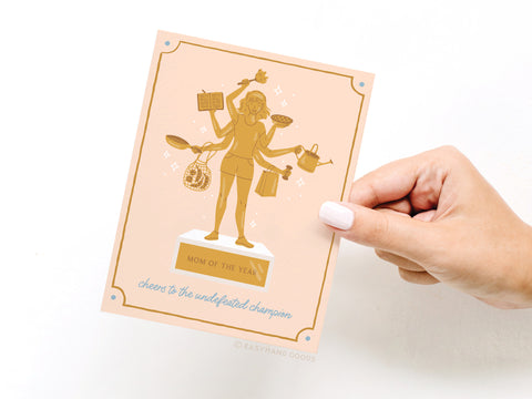 Mom of the Year Trophy Greeting Card