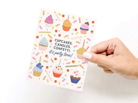 Cupcakes Candles Confetti Greeting Card