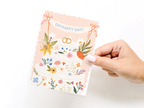 Oh Happy Day Floral Cake Greeting Card - Onderkast Studio