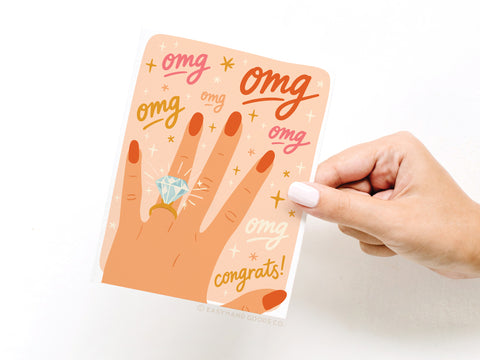 Omg Omg Omg Congrats Engagement Ring Greeting Card
