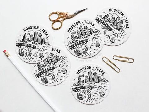 Houston Texas Skyline Letterpress Coaster Set