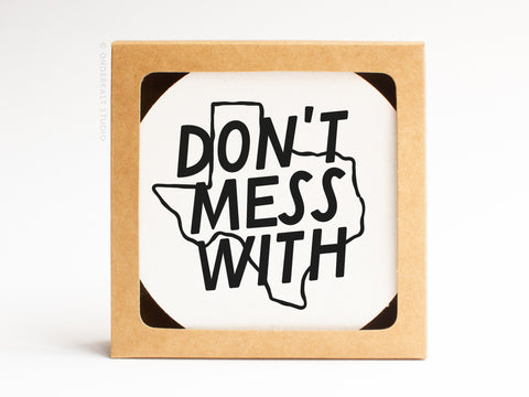 Don't Mess With Letterpress Coaster Set